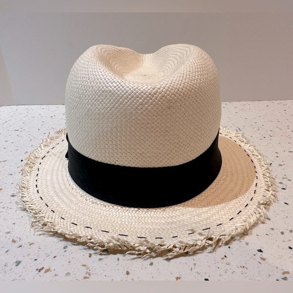 J. Crew Genuine Panama Hat M-L with Ornate Style & Grosgrain Ribbon - Picture 7 of 15